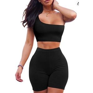NWT 2 Piece Crop & Biker Short Set